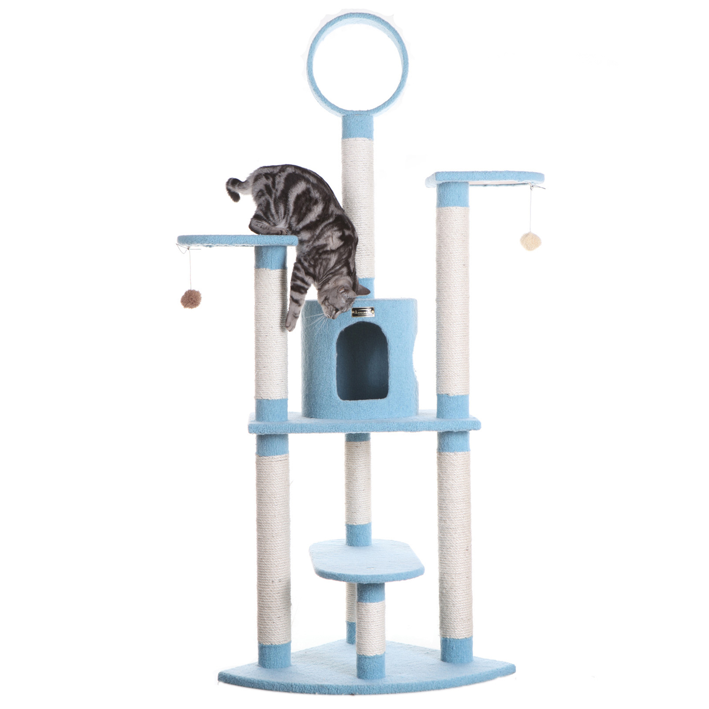 Armarkat Real Wood 65-Inch Sky Blue 5-Level Cat Tree