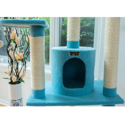 Armarkat Real Wood 65-Inch Sky Blue 5-Level Cat Tree