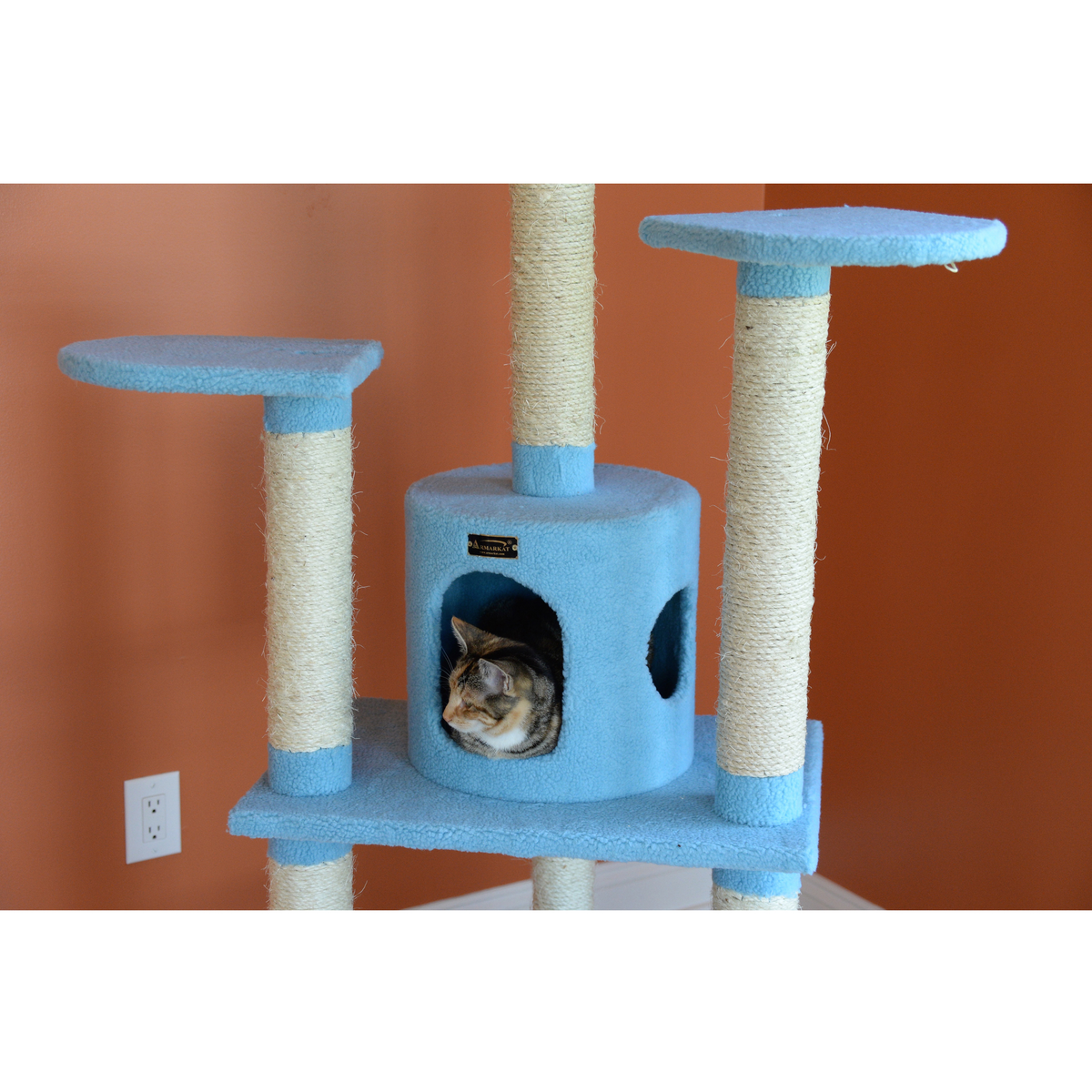 Armarkat Real Wood 65-Inch Sky Blue 5-Level Cat Tree