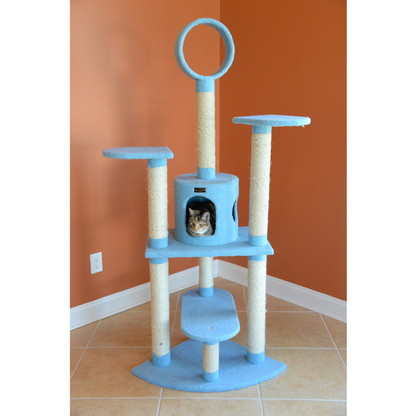 Armarkat Real Wood 65-Inch Sky Blue 5-Level Cat Tree