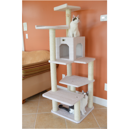 Armarkat Real Wood 68-Inch Ivory 6-Level Cat Tree Condo