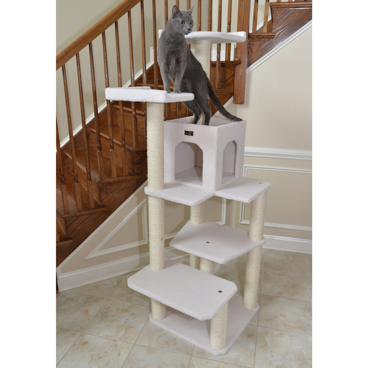 Armarkat Real Wood 68-Inch Ivory 6-Level Cat Tree Condo