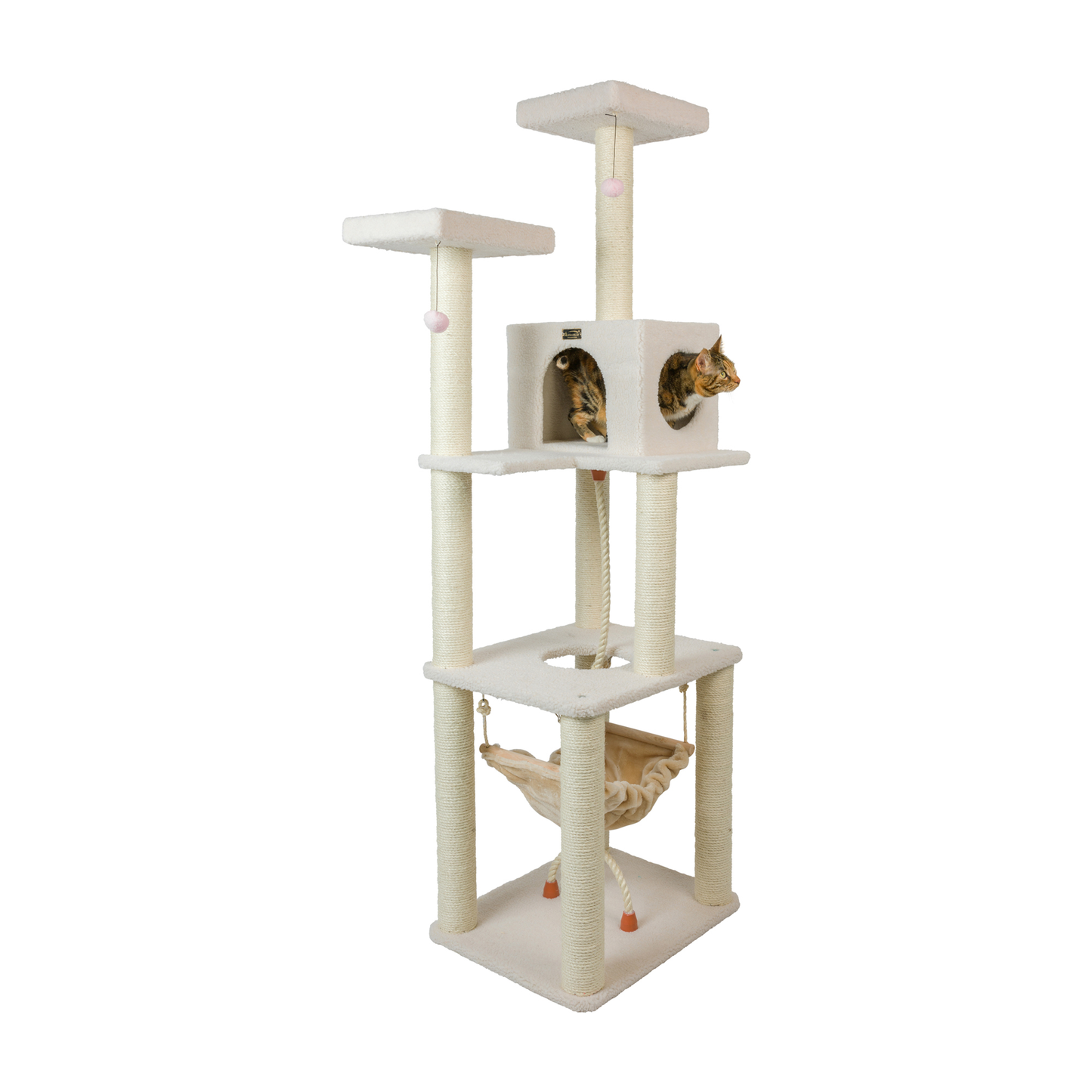Armarkat Real Wood 73-Inch Ivory Cat Tree with Rope Swing