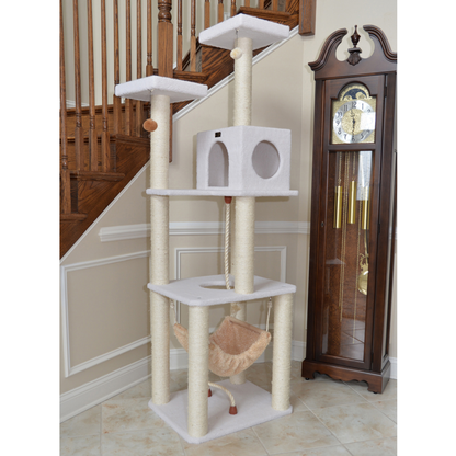 Armarkat Real Wood 73-Inch Ivory Cat Tree with Rope Swing