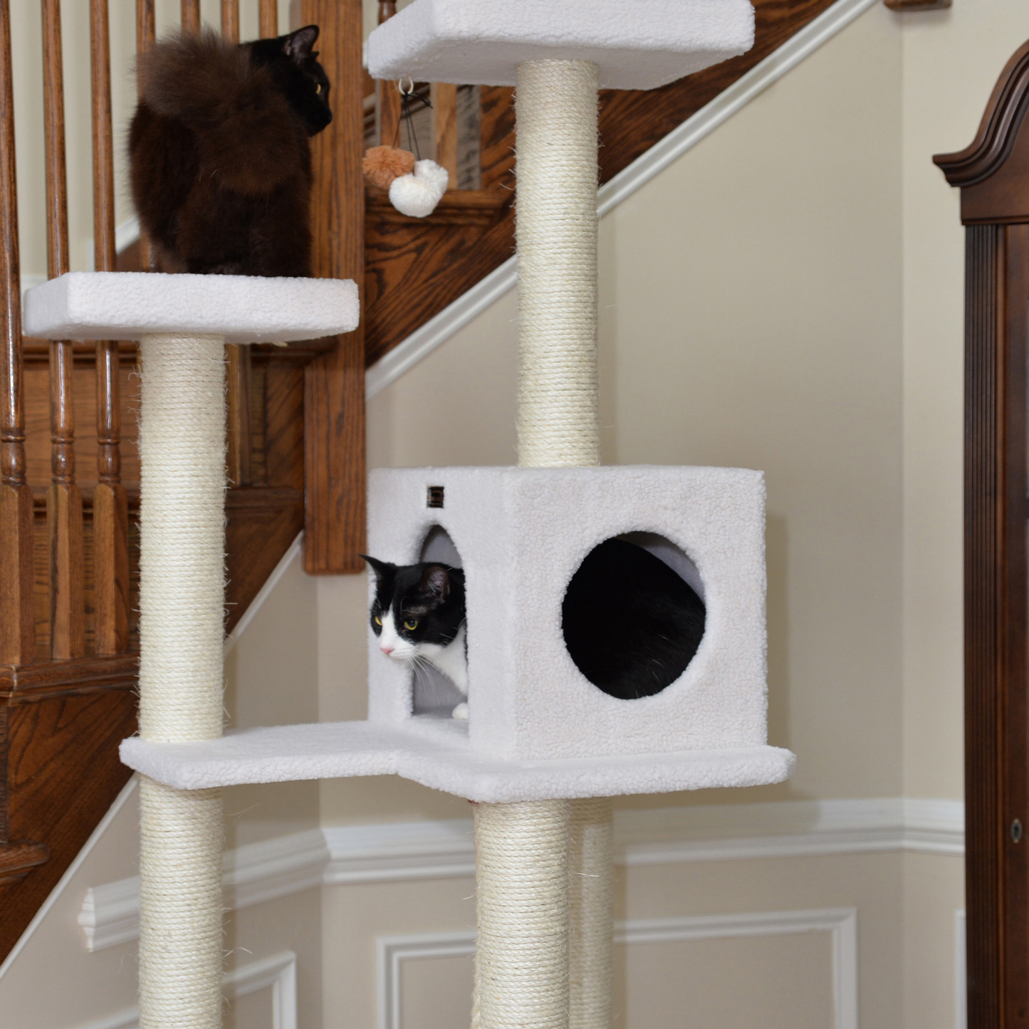 Armarkat Real Wood 73-Inch Ivory Cat Tree with Rope Swing
