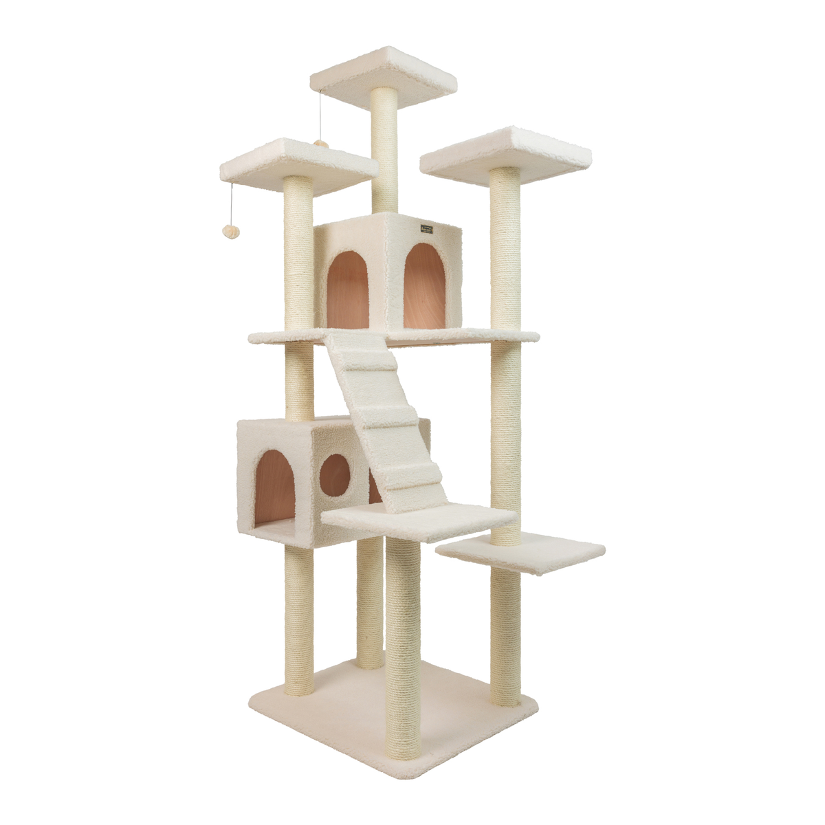 Armarkat Real Wood 77-Inch Ivory Cat Tree with 2 Condos
