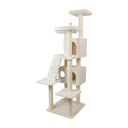 Armarkat Real Wood 77-Inch Ivory Cat Tree with 2 Condos