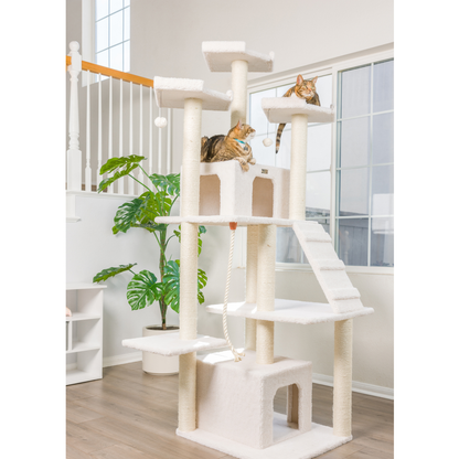 Armarkat Real Wood 82-Inch Ivory Cat Tree with Ramp