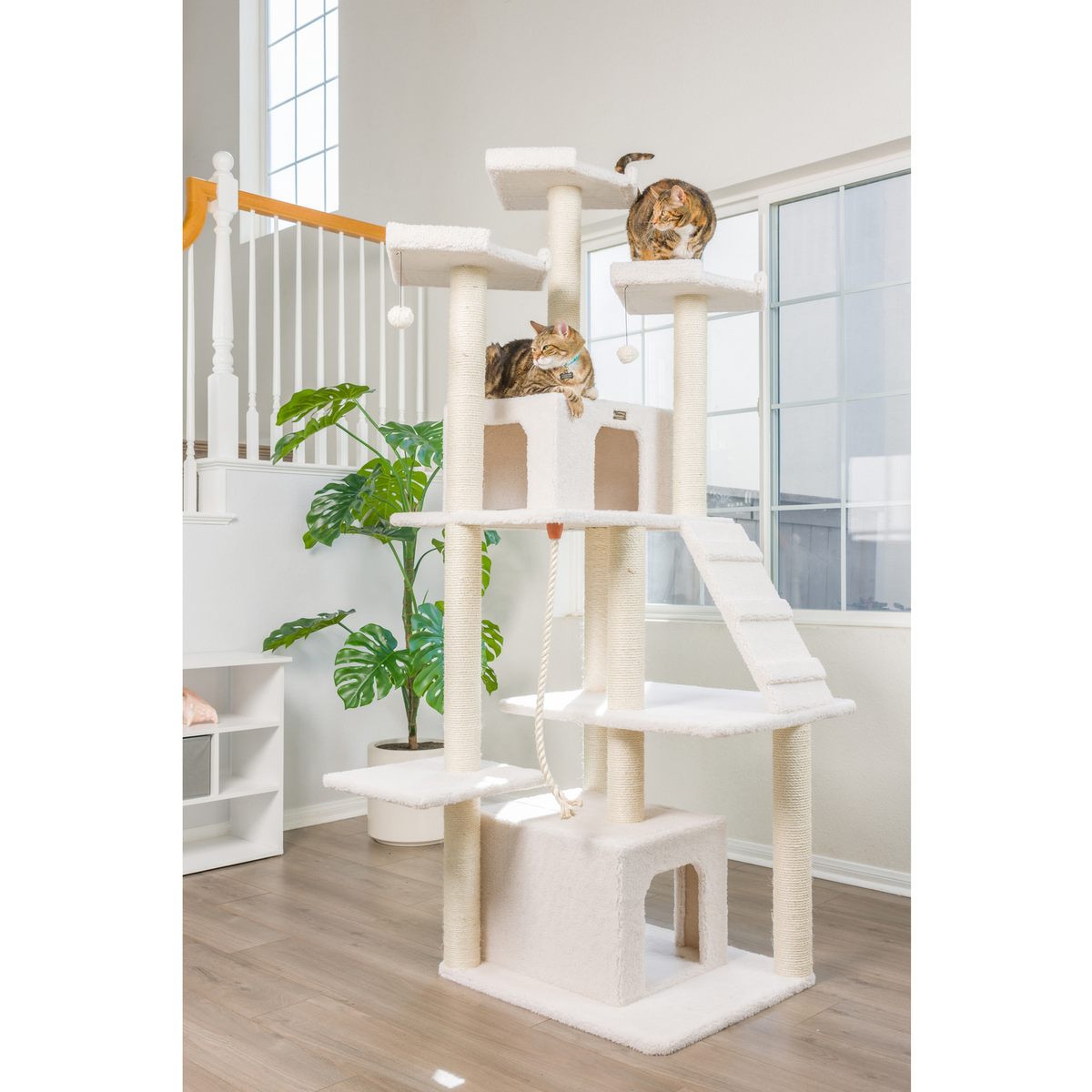 Armarkat Real Wood 82-Inch Ivory Cat Tree with Ramp