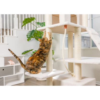 Armarkat Real Wood 82-Inch Ivory Cat Tree with Ramp