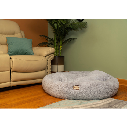 Armarkat Extra Large Fluffy Round Cat Bed, Gray