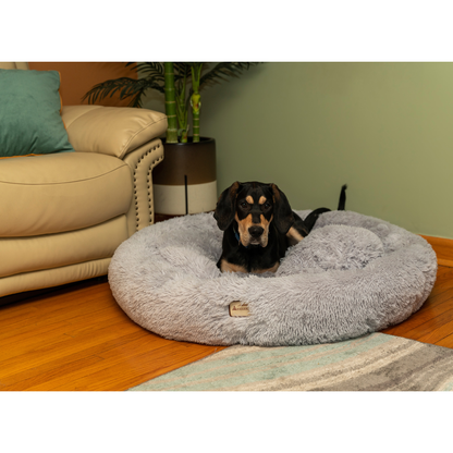 Armarkat Extra Large Fluffy Round Cat Bed, Gray