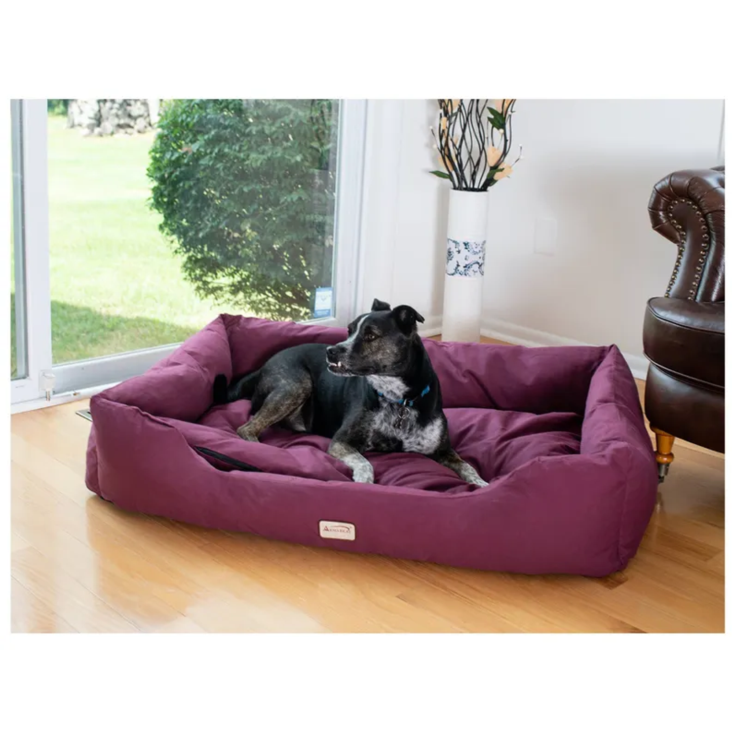 Armarkat Bolstered Dog Bed, Burgundy