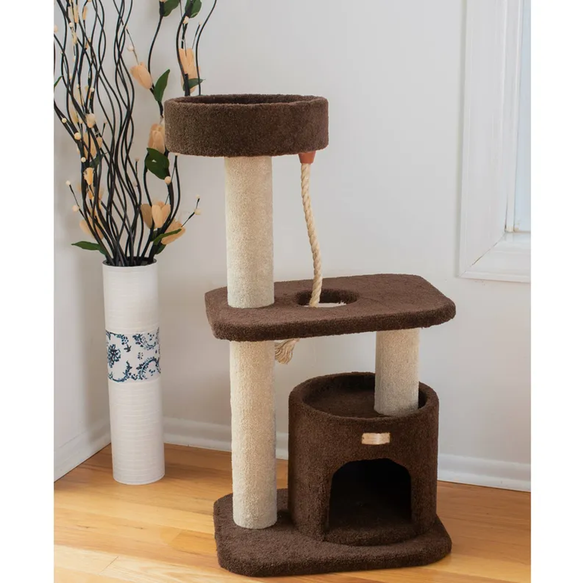 AeroMark 37-inch 3-tier carpeted cat tree condo