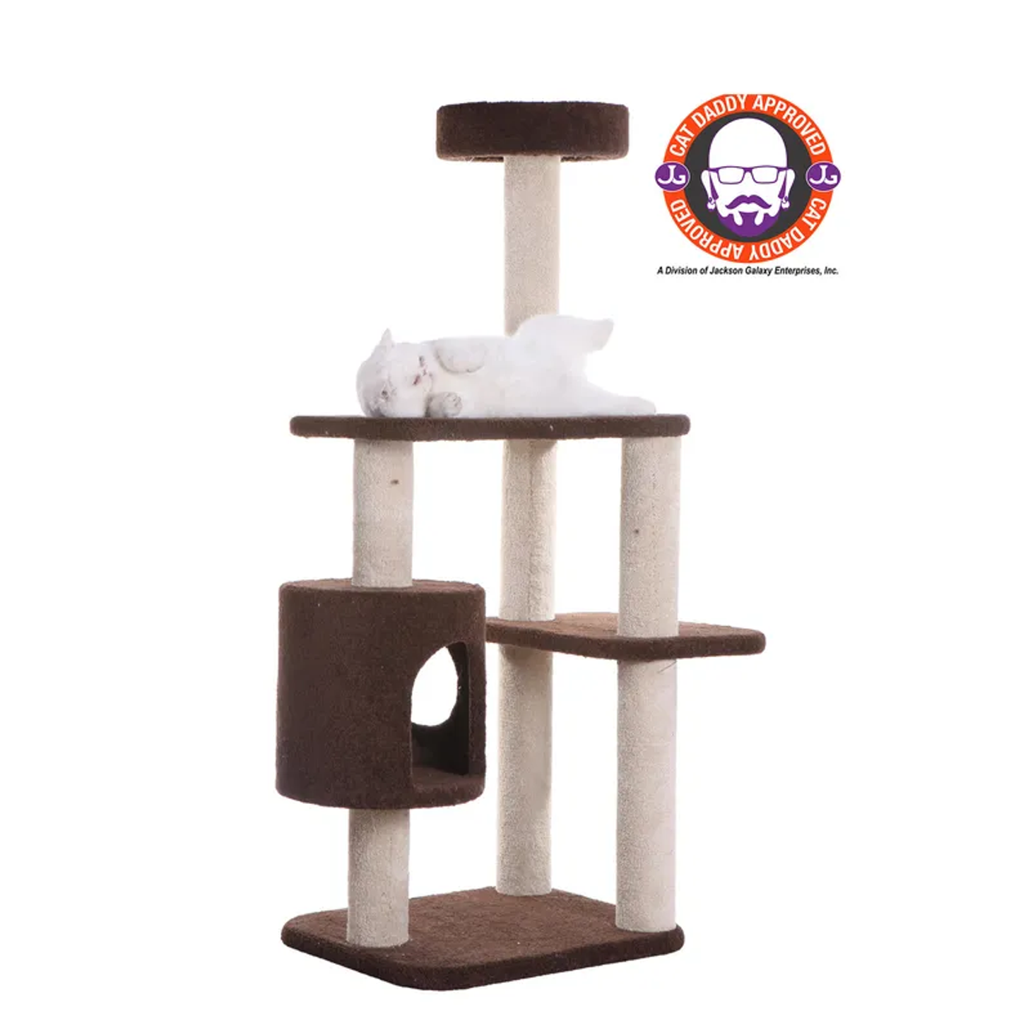 AeroMark 54-inch 3-level carpeted cat tree condo