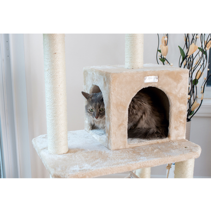 GleePet Real Wood 57-Inch Beige Cat Tree with Hammock