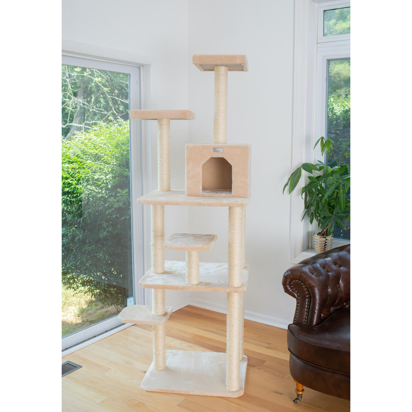 GleePet 74-inch beige cat tree
