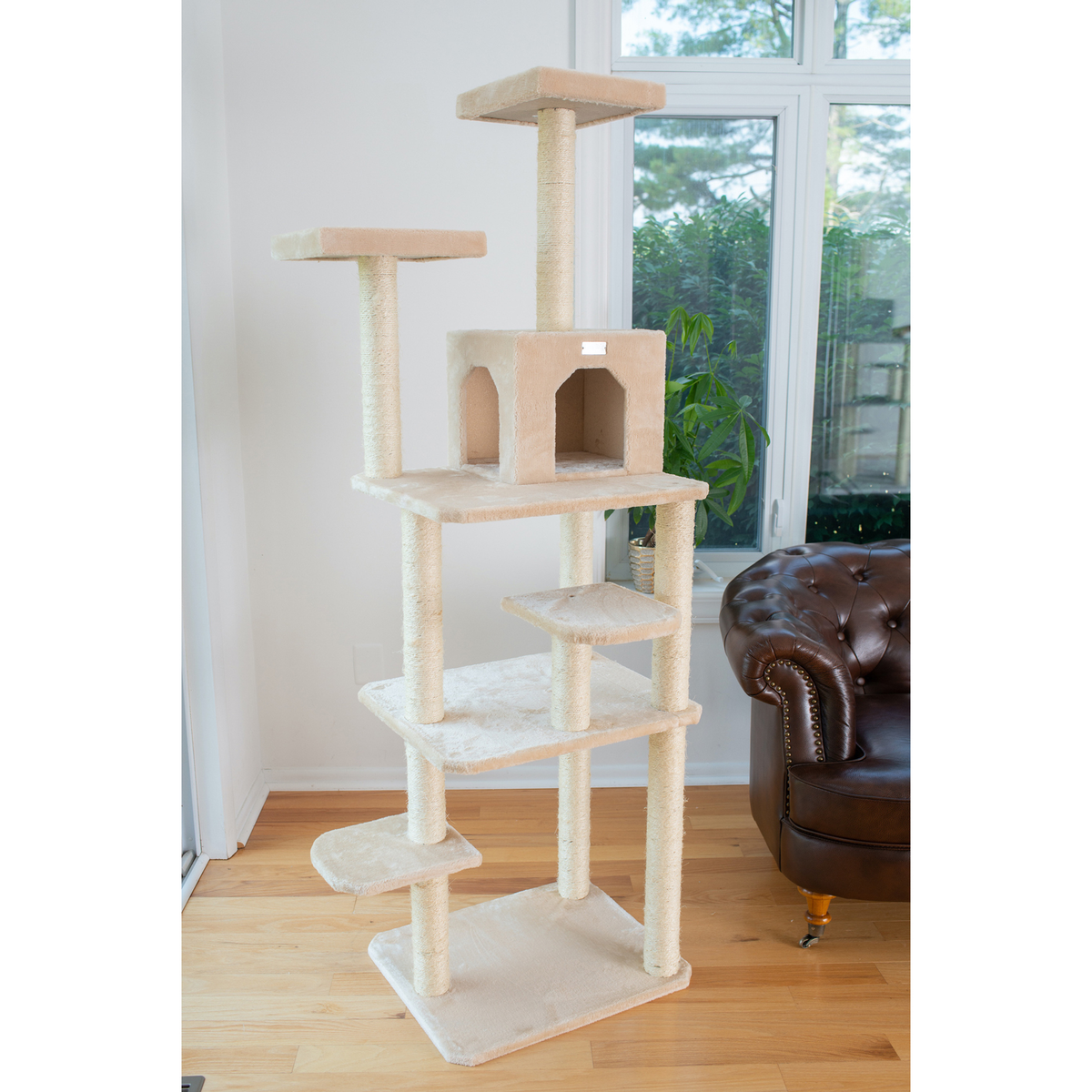 GleePet 74-inch beige cat tree