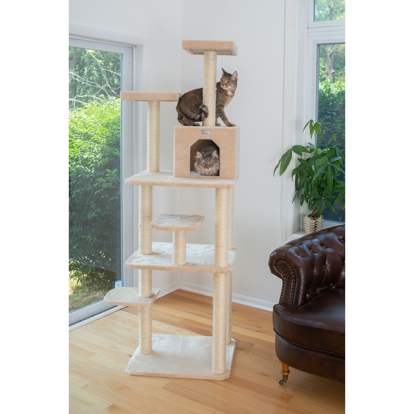 GleePet 74-inch beige cat tree
