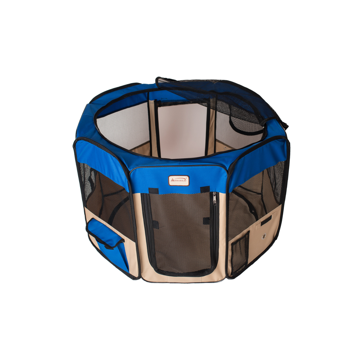 Armarkat Portable Pet Playpen, Blue and Beige, X-Large