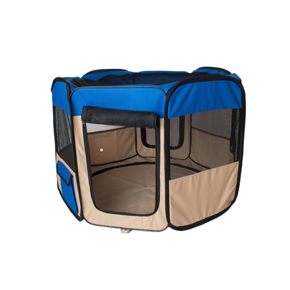 Armarkat Portable Pet Playpen, Blue and Beige, X-Large