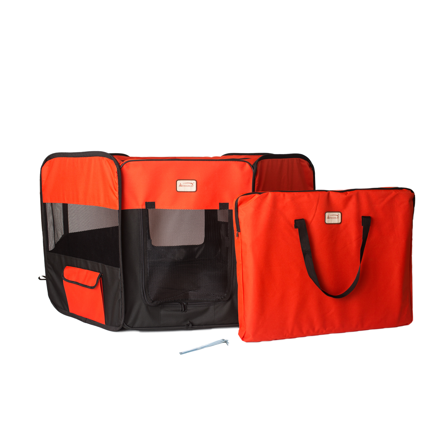 Armarkat Portable Pet Playpen, Black and Red, X-Large