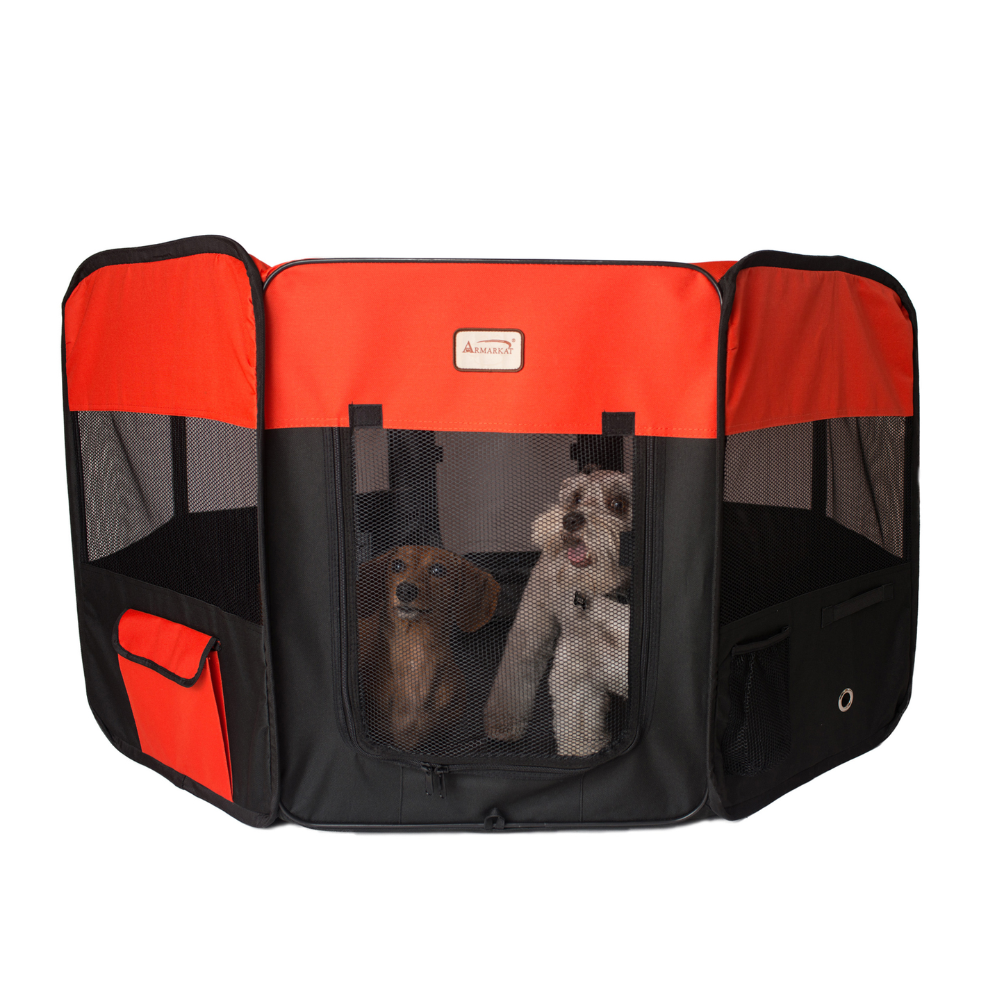 Armarkat Portable Pet Playpen, Black and Red, X-Large
