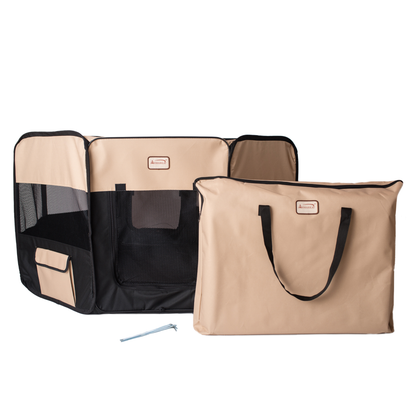 Armarkat Portable Pet Playpen, Black and Beige, X-Large