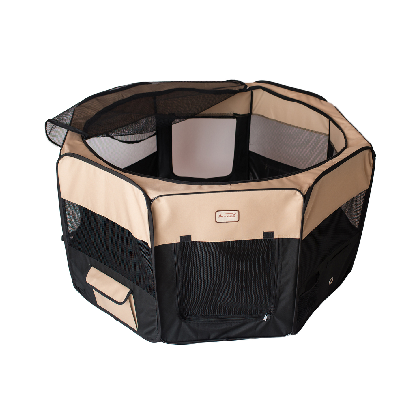 Armarkat Portable Pet Playpen, Black and Beige, X-Large