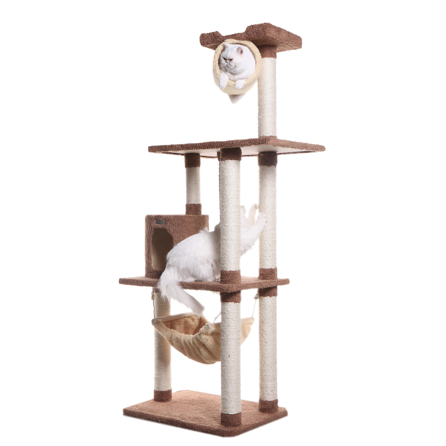 Armarkat Real Wood 70-Inch Tan Cat Tree with Rope Swing