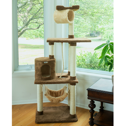 Armarkat Real Wood 70-Inch Tan Cat Tree with Rope Swing