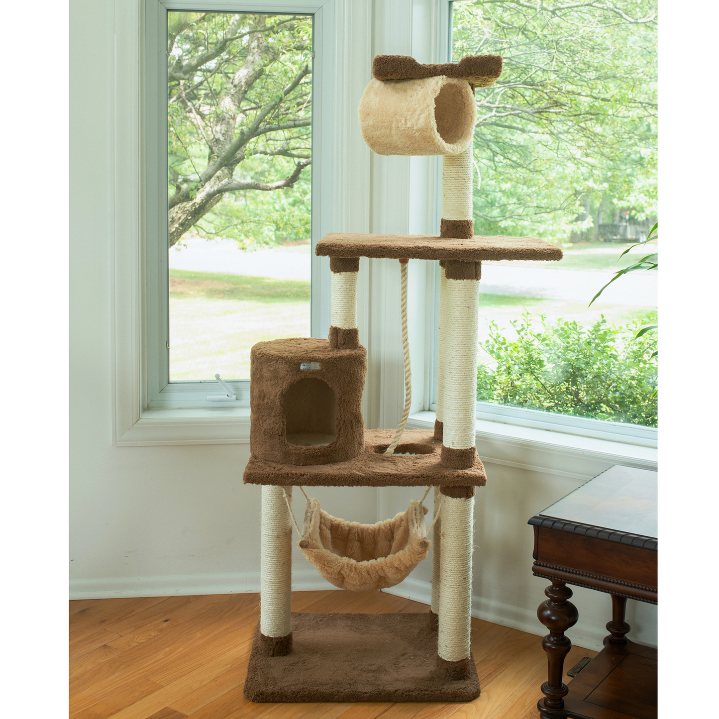 Armarkat Real Wood 70-Inch Tan Cat Tree with Rope Swing