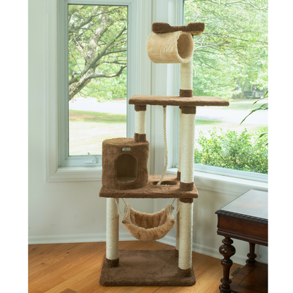 Armarkat Real Wood 70-Inch Tan Cat Tree with Rope Swing