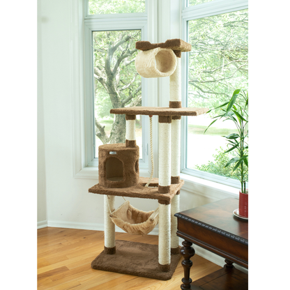Armarkat Real Wood 70-Inch Tan Cat Tree with Rope Swing