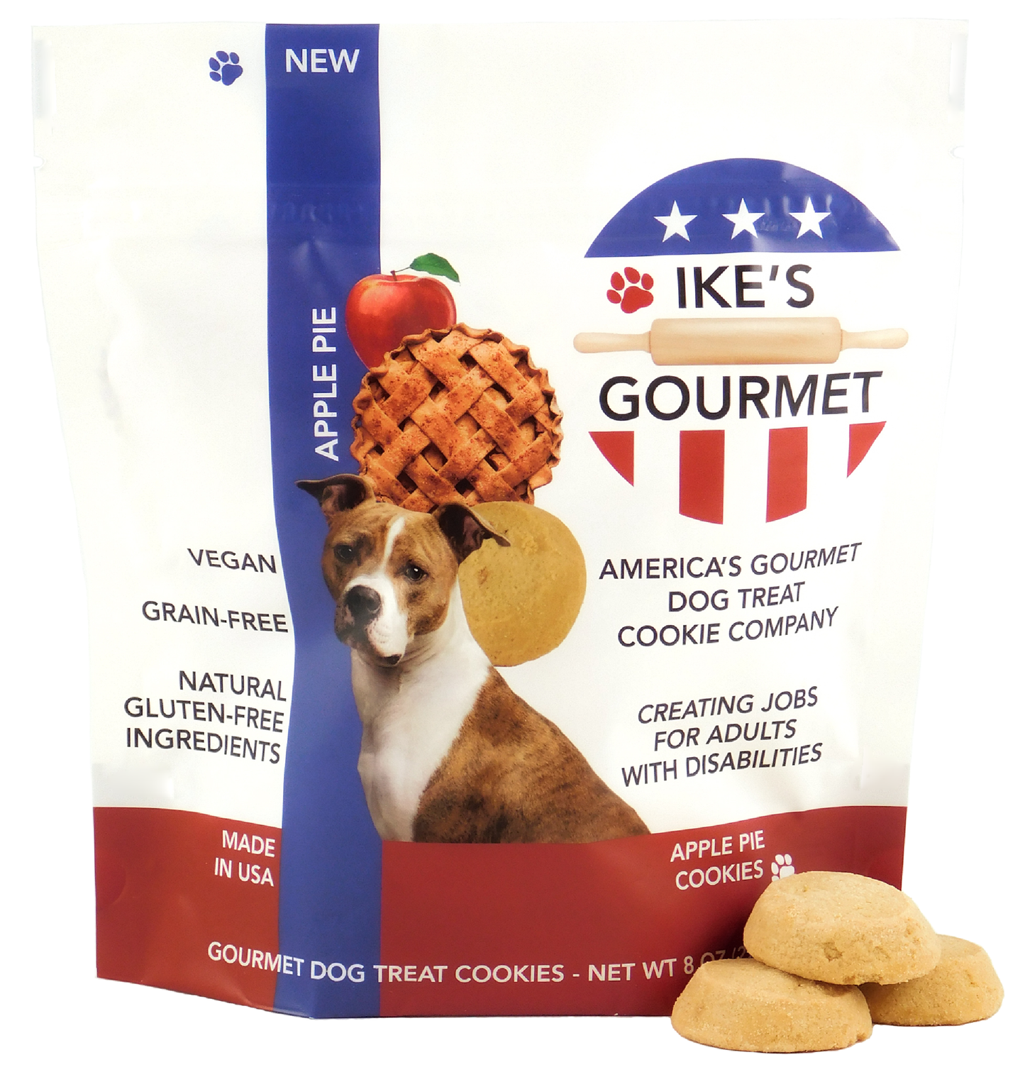 Ike's Gourmet Apple Pie Dog Treat Cookies, 8 oz