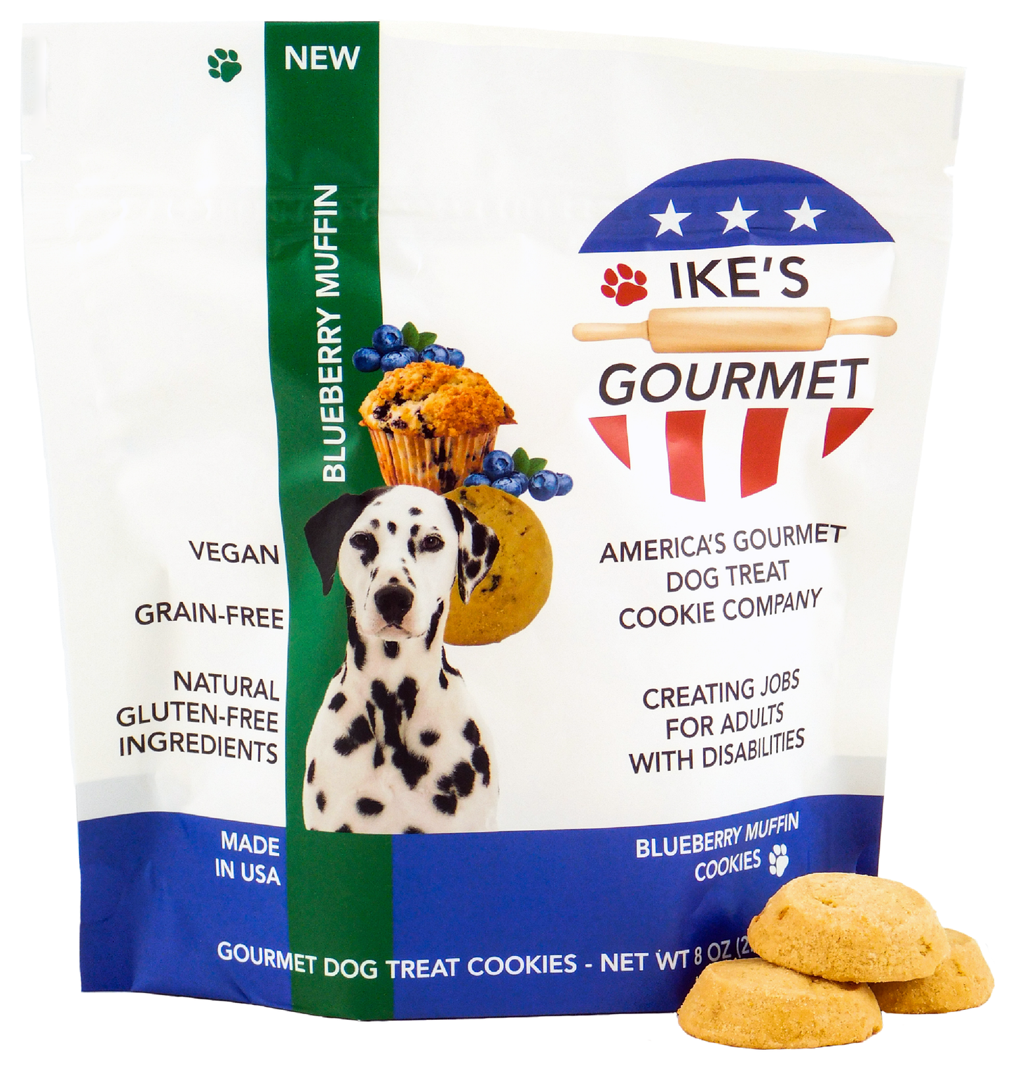 Ike's Gourmet Blueberry Muffin Dog Treat Cookies, 8 oz