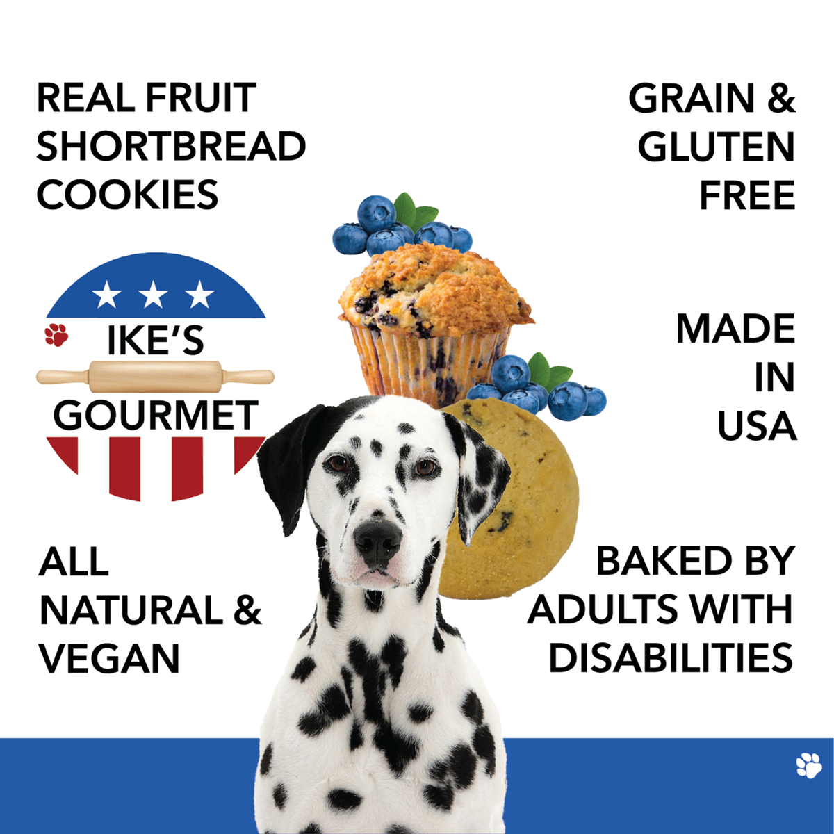 Ike's Gourmet Blueberry Muffin Dog Treat Cookies, 8 oz