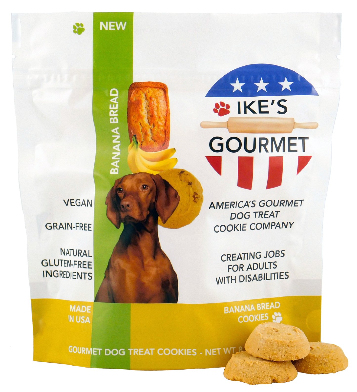 Ike's Gourmet Banana Bread Dog Treat Cookies, 8 oz