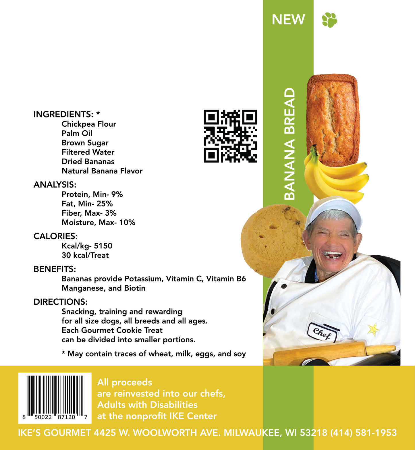 Ike's Gourmet Banana Bread Dog Treat Cookies, 8 oz