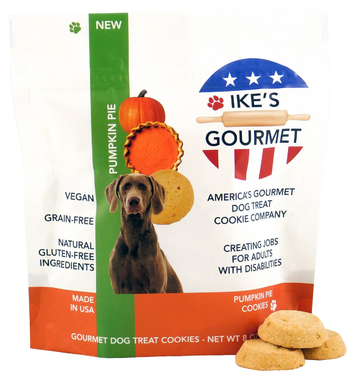 Ike's Gourmet Pumpkin Pie Dog Treat Cookies, 8 oz