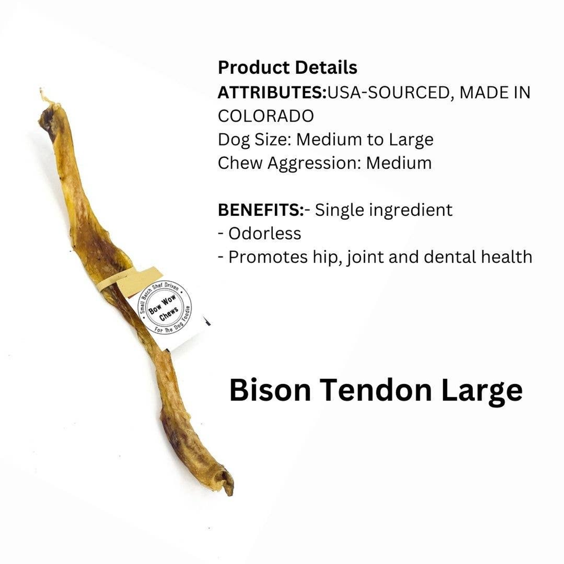 Bow Wow Chews Colorado Bison Tendon - Large