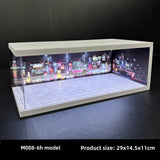 Miniature Cyberpunk Scene Model with Neon Lights