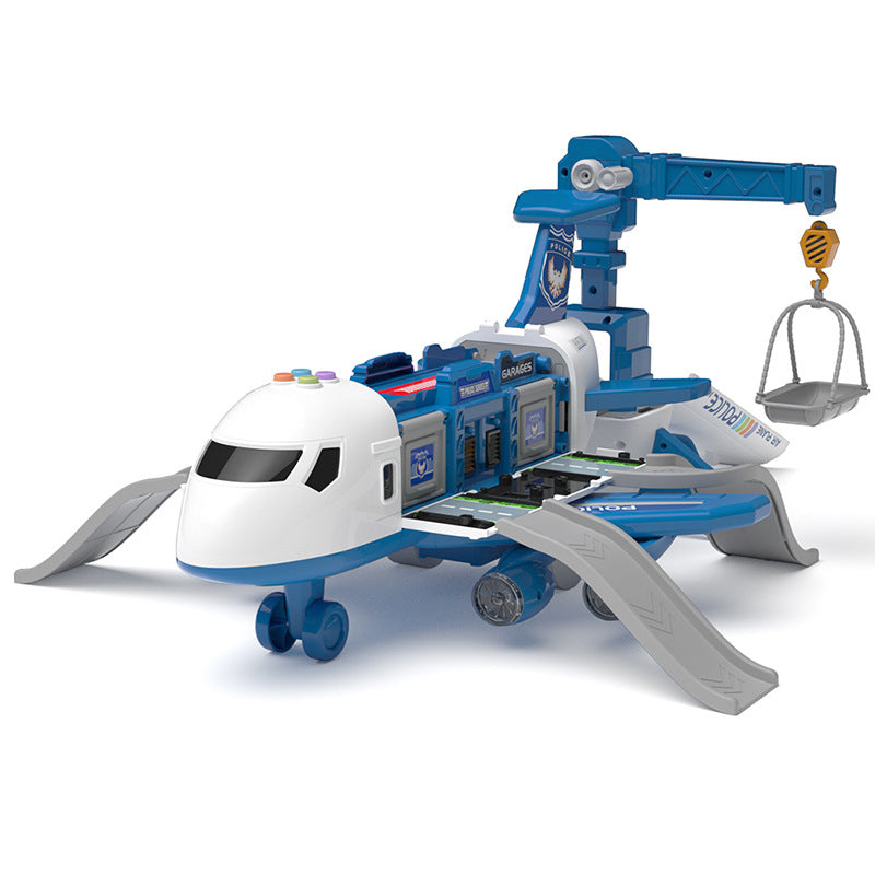 Inertia Transforming Aircraft Toy with Music and Alloy Cars
