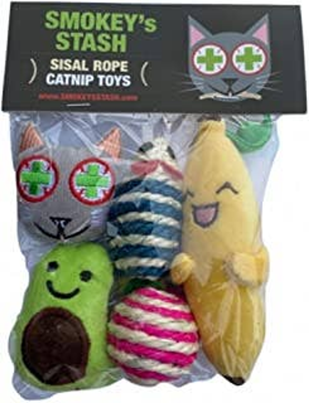Smokey's Stash Catnip Cat Toys, Avocado & Banana Set