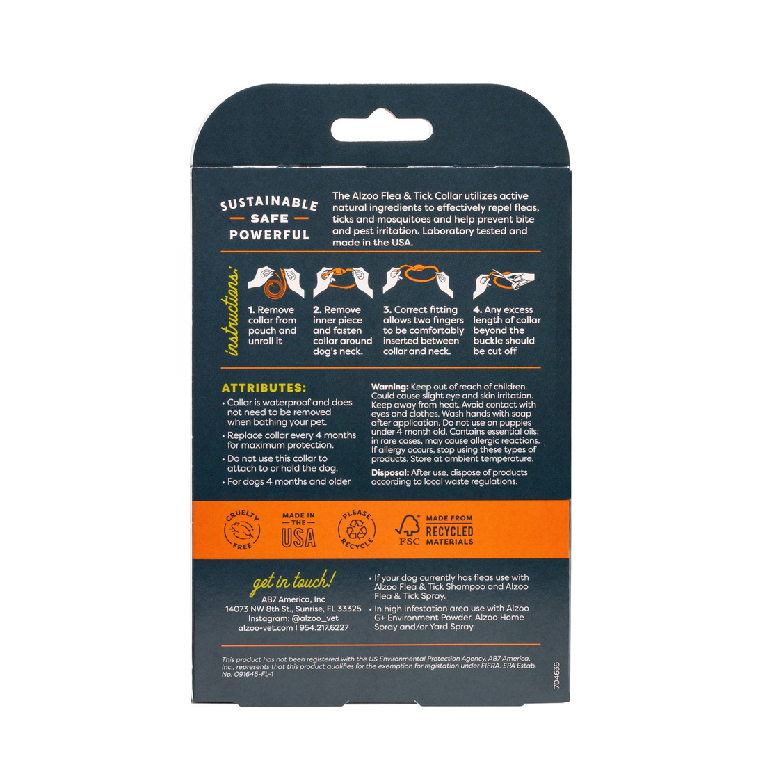 ALZOO Plant-Based Flea & Tick Dog Collar