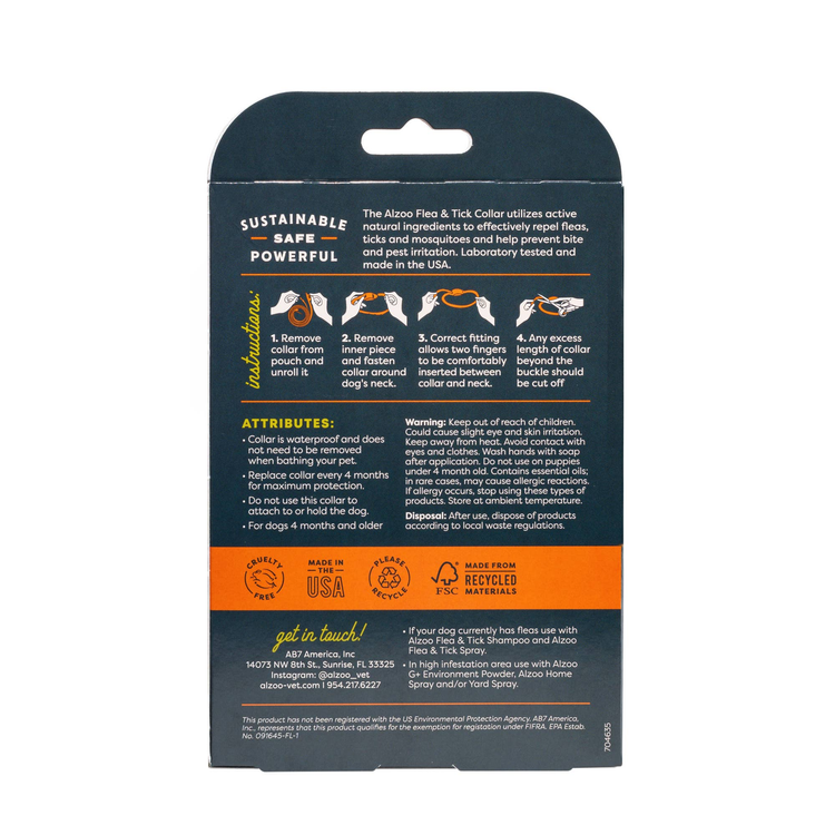 ALZOO Plant-Based Flea & Tick Dog Collar