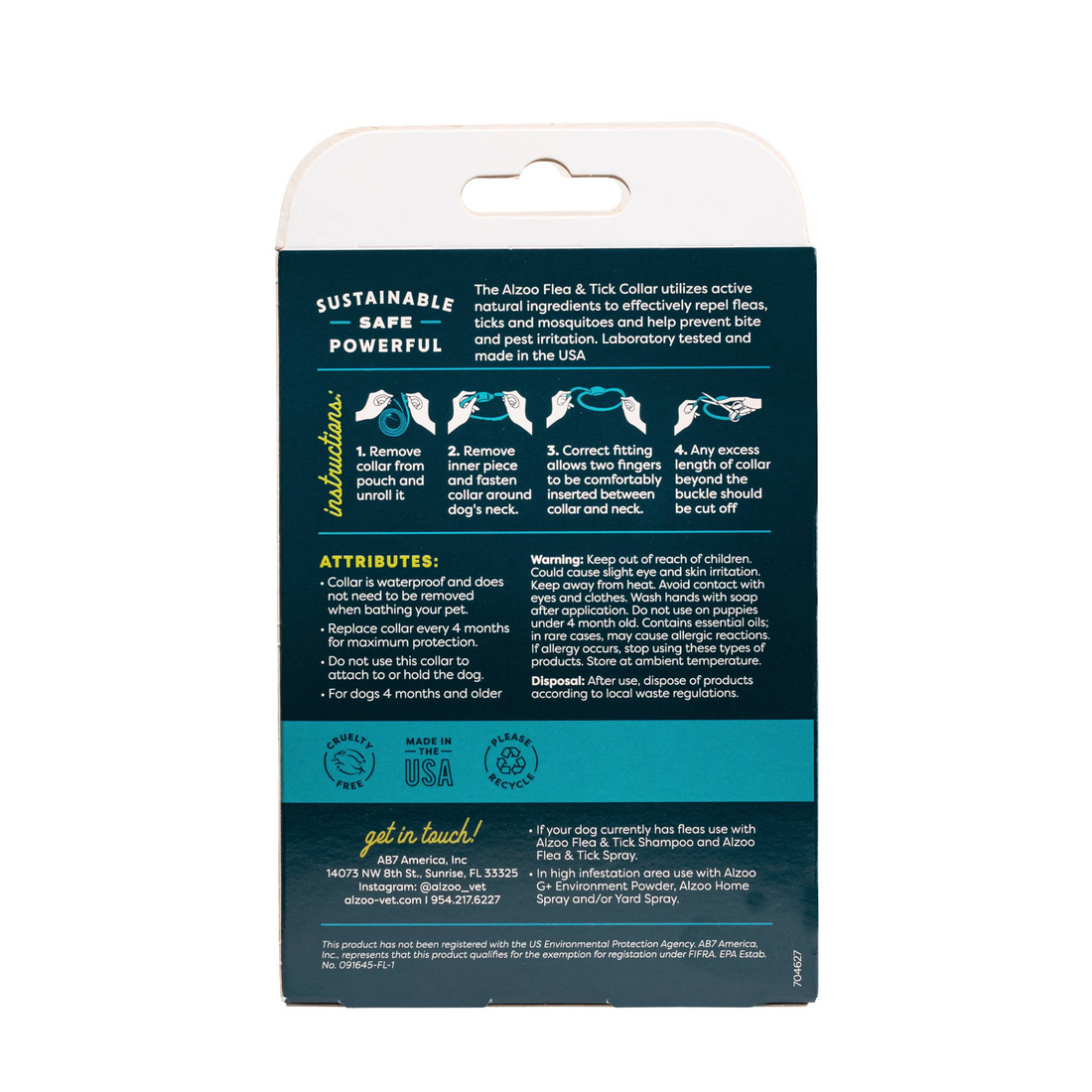 ALZOO Plant-Based Flea & Tick Dog Collar