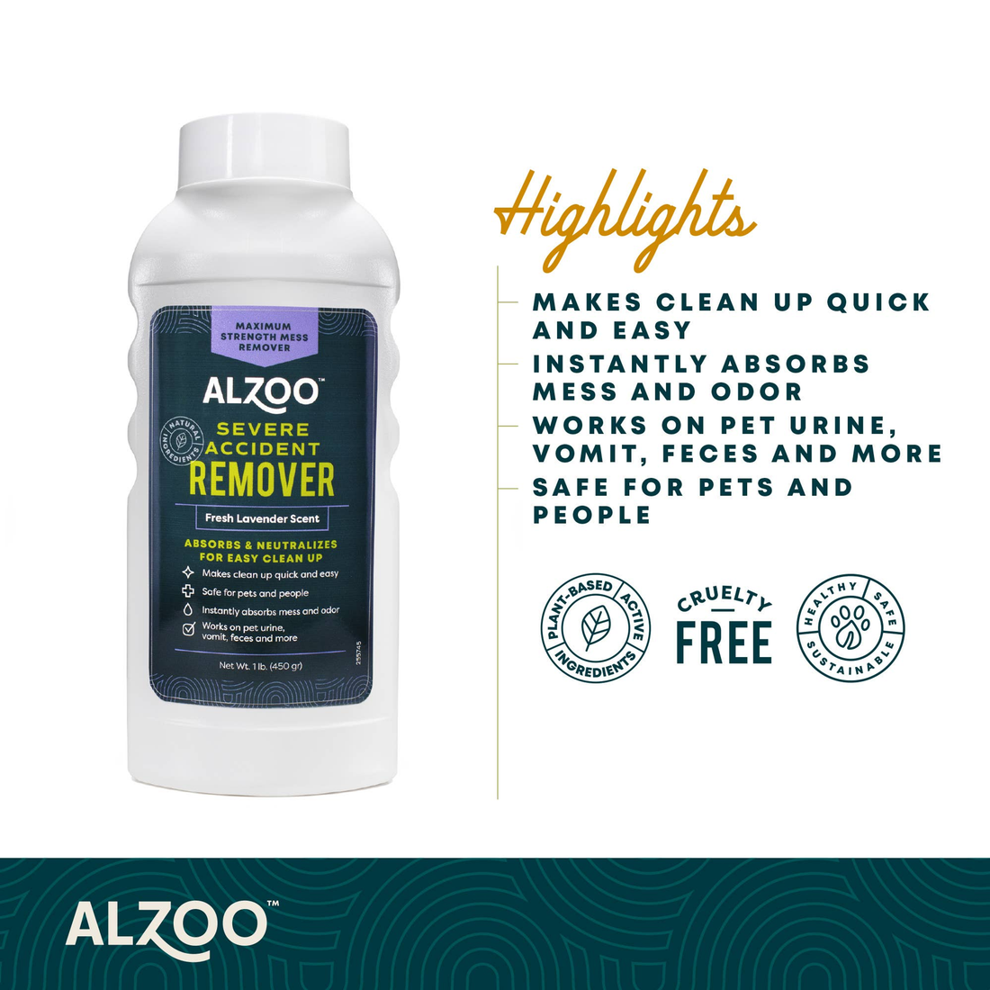 ALZOO Plant-Based Accident Remover, Fresh Lavender