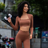 Wavy Lace Fitness Set with Chest Support