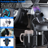 Cup holder mount with 360 degree gooseneck arm extended